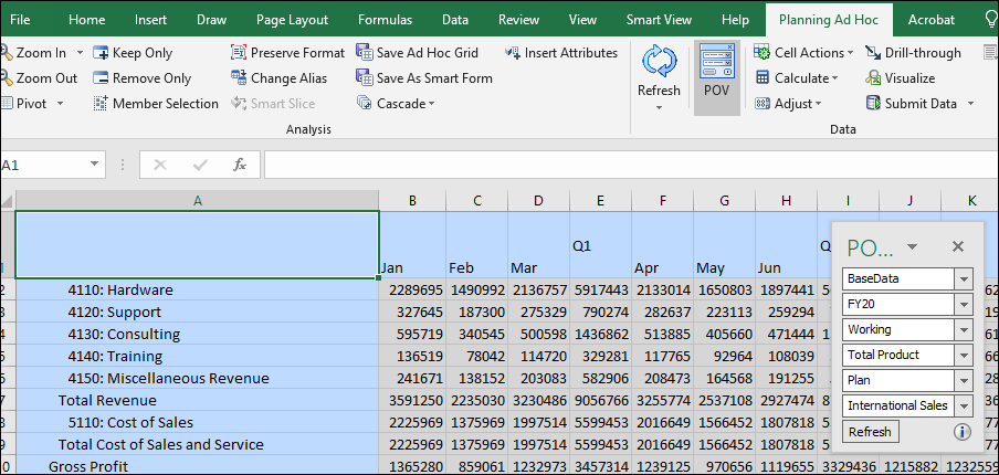 Form opened in Ad Hoc mode. The POV dialog box is displayed.